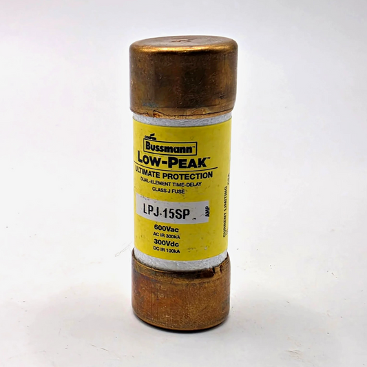 Bussmann LPJ-15SP Low-Peak 15A 600V Class J time-delay fuse for motor circuit and branch protection from American Industrial Parts Group