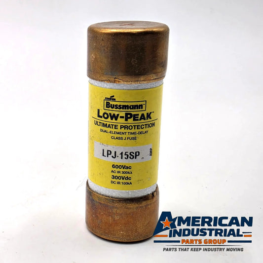 Bussmann LPJ-15SP Low-Peak 15A 600V Class J time-delay fuse for motor circuit and branch protection from American Industrial Parts Group