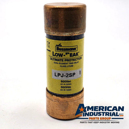 Bussmann LPJ-2SP Low-Peak 2A 600V Class J time-delay fuse for motor circuit and control transformer protection from American Industrial Parts Group
