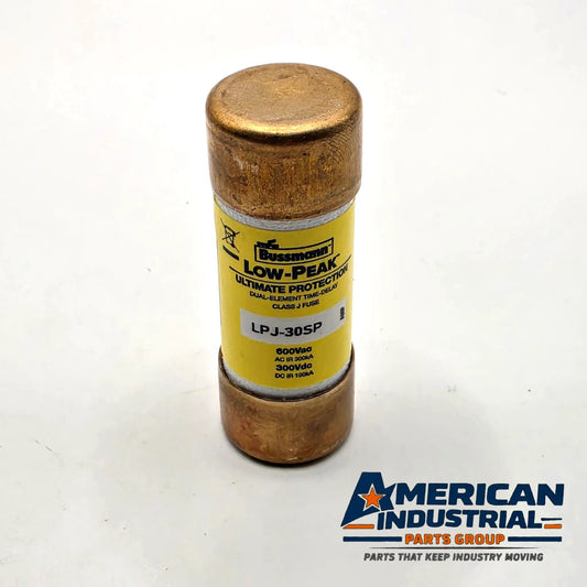 Bussmann LPJ-30SP Low-Peak 30A 600V Class J time-delay fuse for motor circuit and feeder protection from American Industrial Parts Group