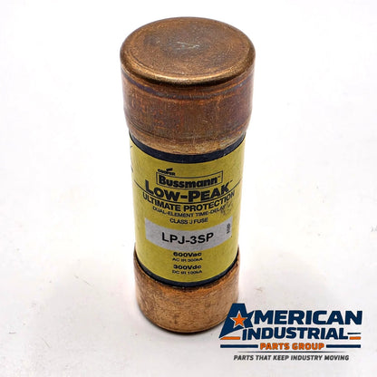 Bussmann LPJ-3SP Low-Peak 3A 600V Class J time-delay fuse for motor circuit and control transformer protection from American Industrial Parts Group
