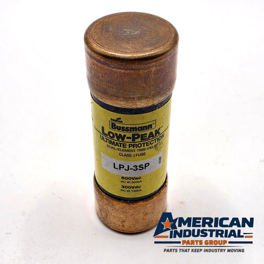 Bussmann LPJ-3SP Low-Peak 3A 600V Class J time-delay fuse for motor circuit and control transformer protection from American Industrial Parts Group