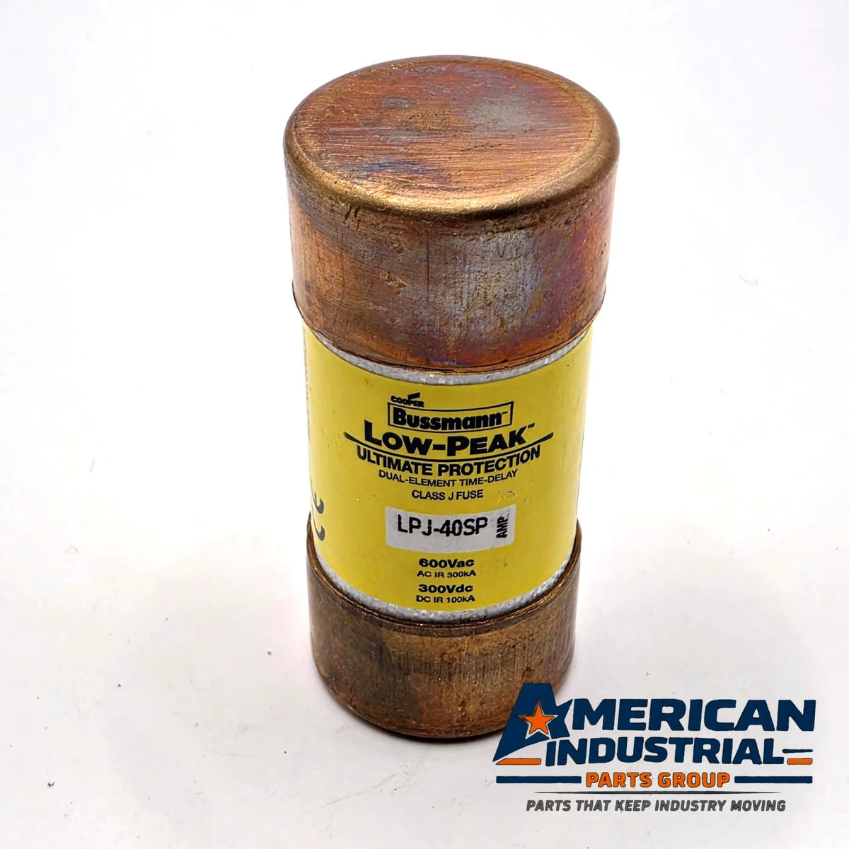 Bussmann LPJ-40SP Low-Peak 40A 600V Class J time-delay fuse for motor circuit and feeder protection from American Industrial Parts Group