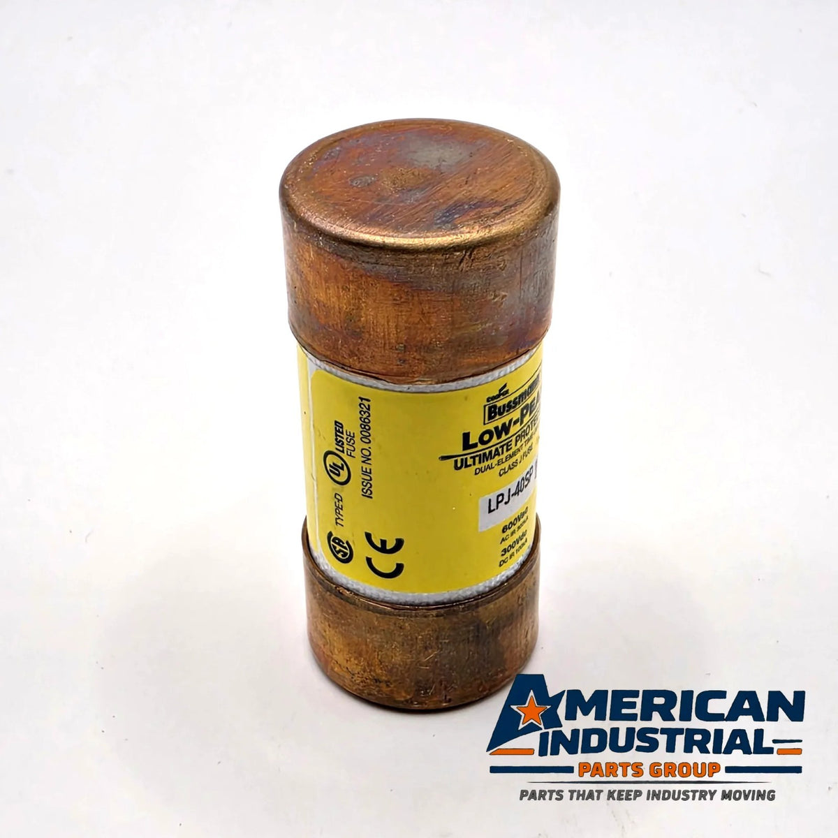 Bussmann LPJ-40SP Low-Peak 40A 600V Class J time-delay fuse for motor circuit and feeder protection from American Industrial Parts Group
