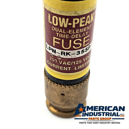 Bussmann LPN-RK-35SP Low-Peak 35A 250V Class RK1 dual-element time-delay fuse for industrial circuit protection