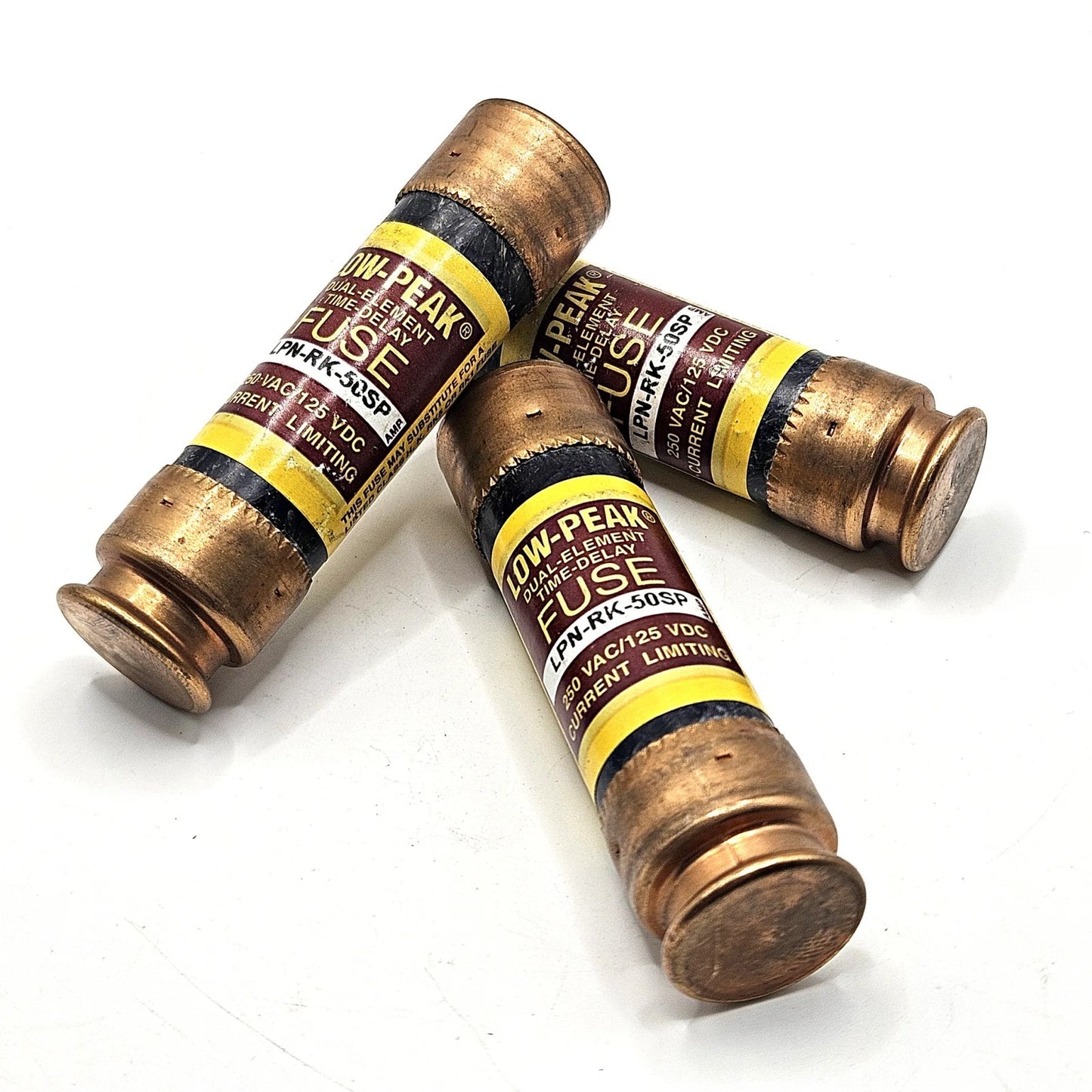 Bussmann LPN-RK-50SP Low-Peak 50A 250V Class RK1 dual-element time-delay fuse for industrial circuit protection