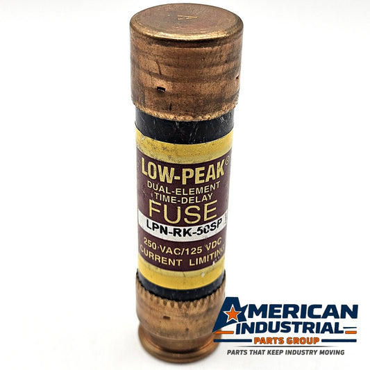 Bussmann LPN-RK-50SP Low-Peak 50A 250V Class RK1 dual-element time-delay fuse for industrial circuit protection