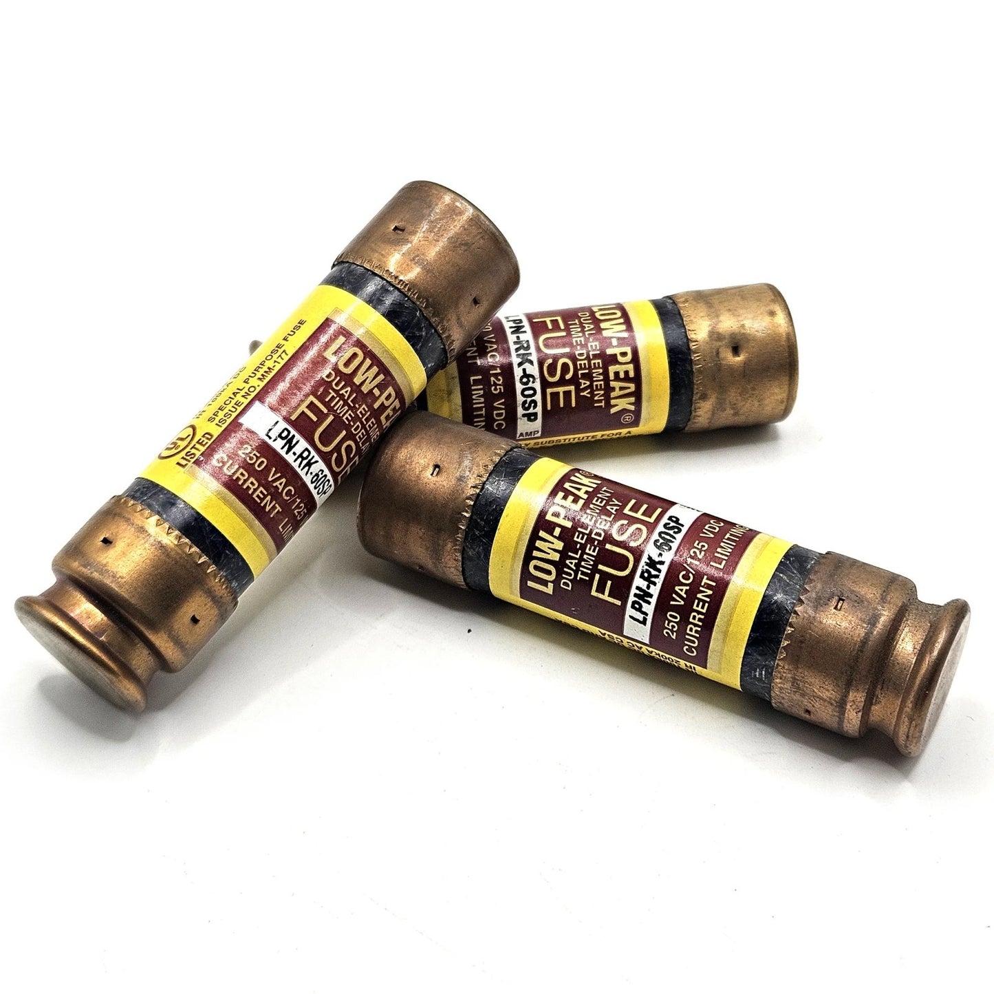 Bussmann LPN-RK-60SP Low-Peak 60A 250V Class RK1 dual-element time-delay fuse for industrial circuit protection