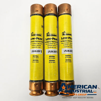 Bussmann LPS-RK-30SP Low-Peak Fuse industrial automation/MRO electrical protection component. American Industrial Parts Group.
