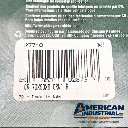 Chicago Rawhide SKF CR 27740 radial shaft oil seal 70x90x8mm CRW1 R nitrile for rotating equipment and MRO