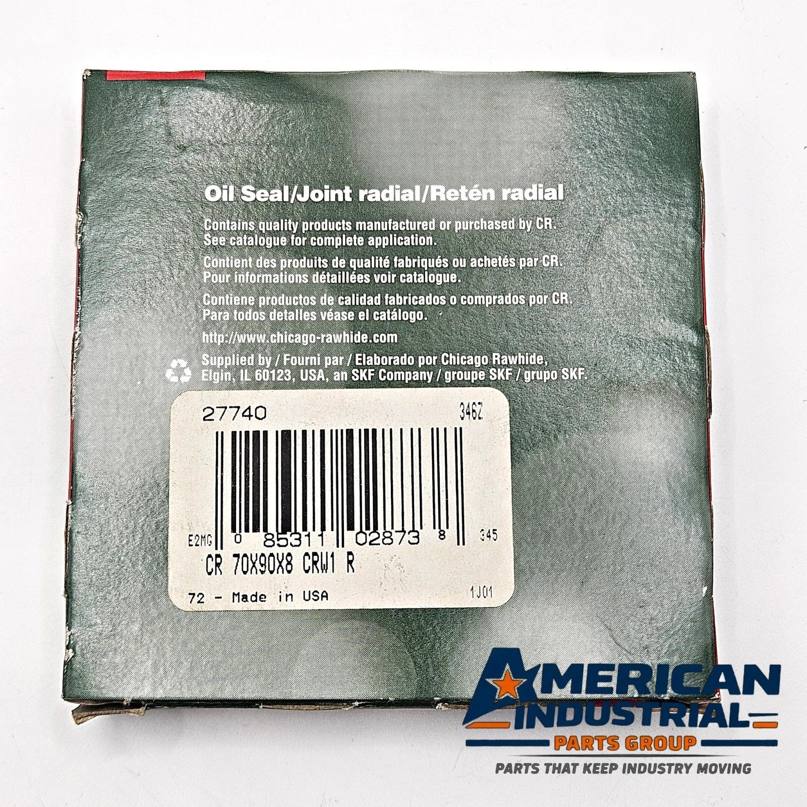 Chicago Rawhide SKF CR 27740 radial shaft oil seal 70x90x8mm CRW1 R nitrile for rotating equipment and MRO