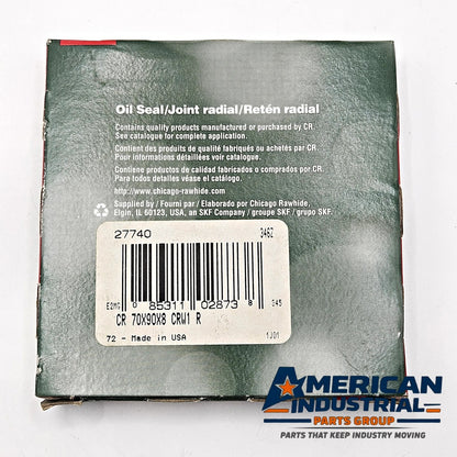 Chicago Rawhide SKF CR 27740 radial shaft oil seal 70x90x8mm CRW1 R nitrile for rotating equipment and MRO