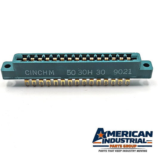 Cinch 50-30H-30 CARDCON 30-contact double-readout card edge connector .156 solder eyelet new old stock for PCB and legacy equipment repair