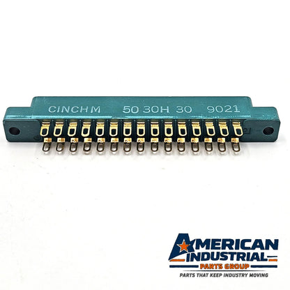 Lot of 10 Cinch 50-30H-30 CARDCON 30-contact card edge connectors .156 solder eyelet new old stock for PCB and legacy equipment repair