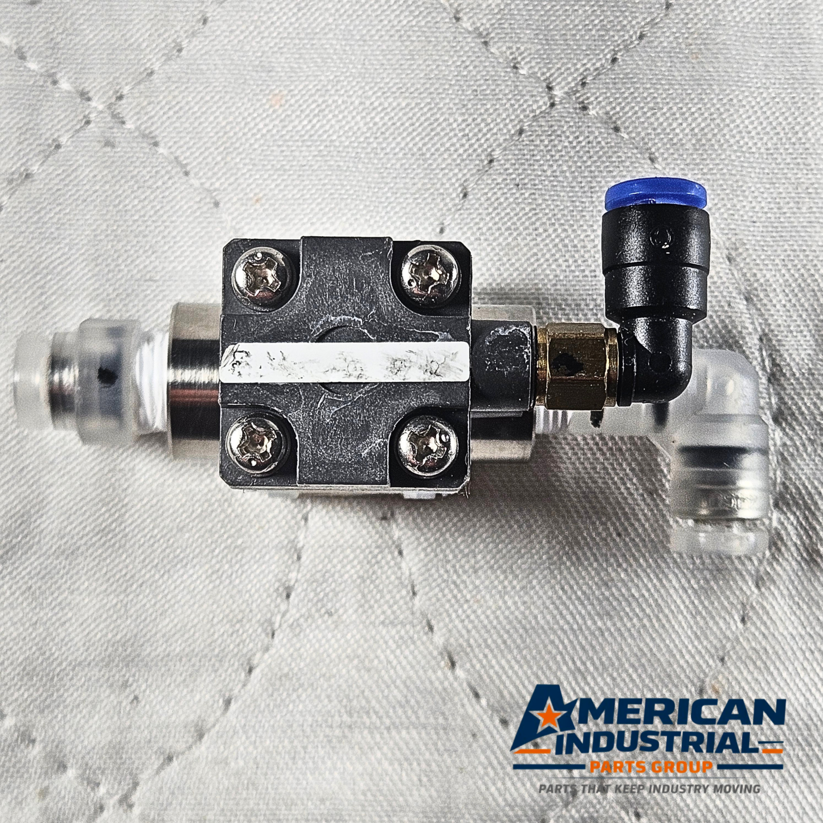 CKD AMD22 4V2 pneumatic solenoid air valve port detail, industrial automation MRO compressed air control valve. American Industrial Parts Group.