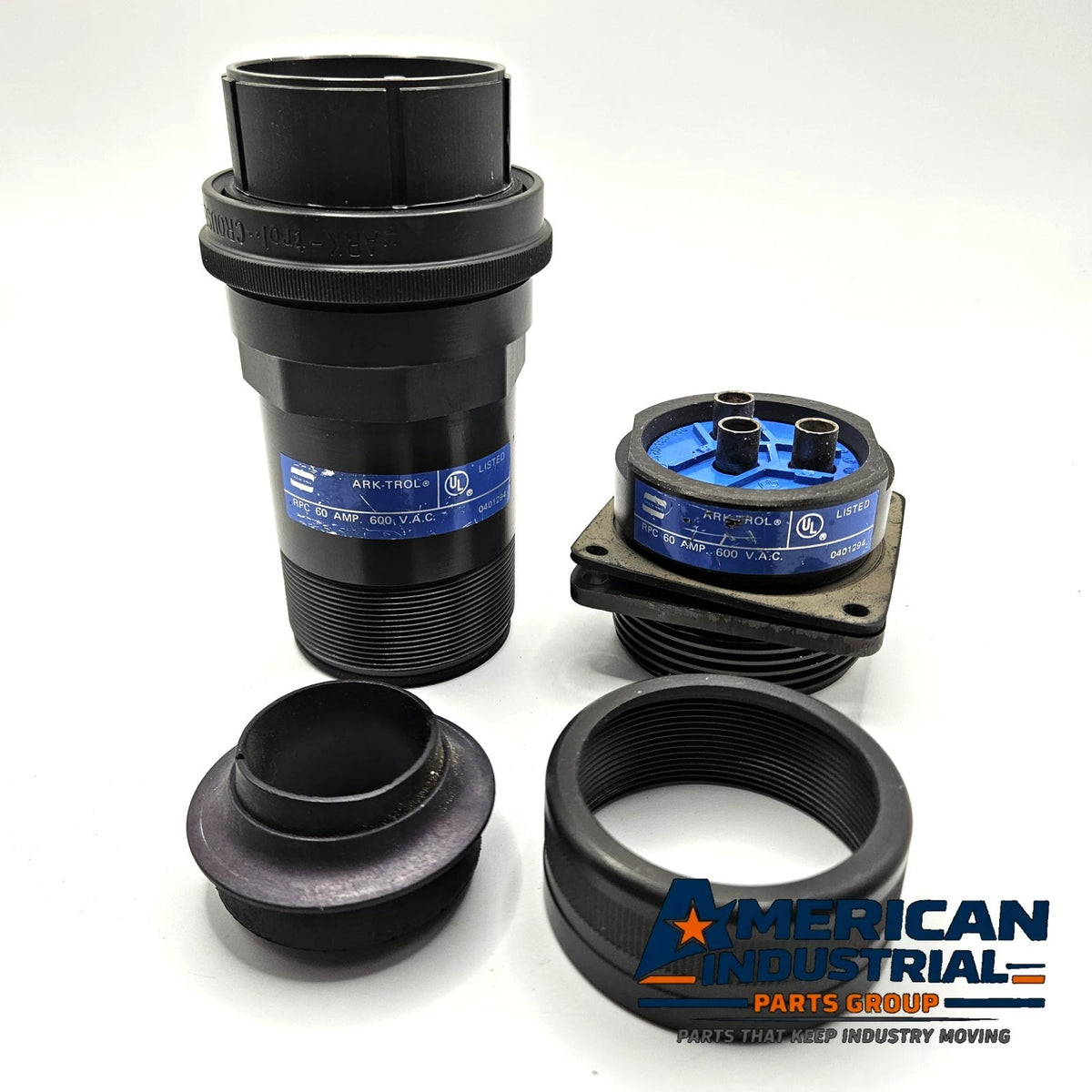 Crouse-Hinds ARK-trol RPC 60A 600VAC heavy industrial pin and sleeve power connector plug and flanged receptacle set