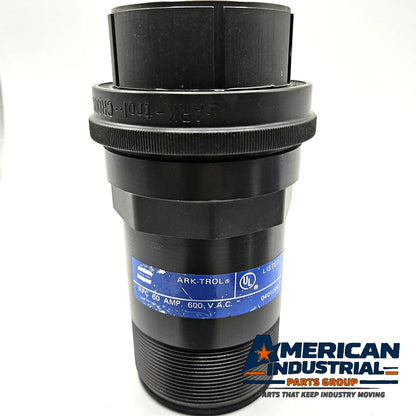 Crouse-Hinds ARK-trol RPC 60A 600VAC heavy industrial pin and sleeve power connector plug and flanged receptacle set