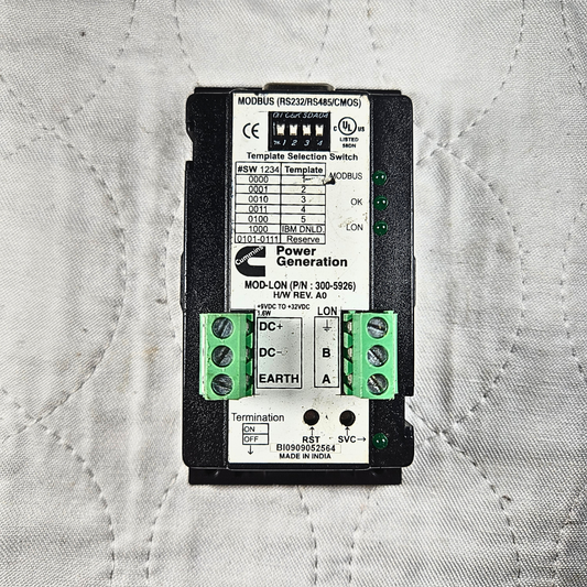Cummins MOD-LON 300-5926 Modbus RS232 RS485 communication module for industrial automation and generator control systems