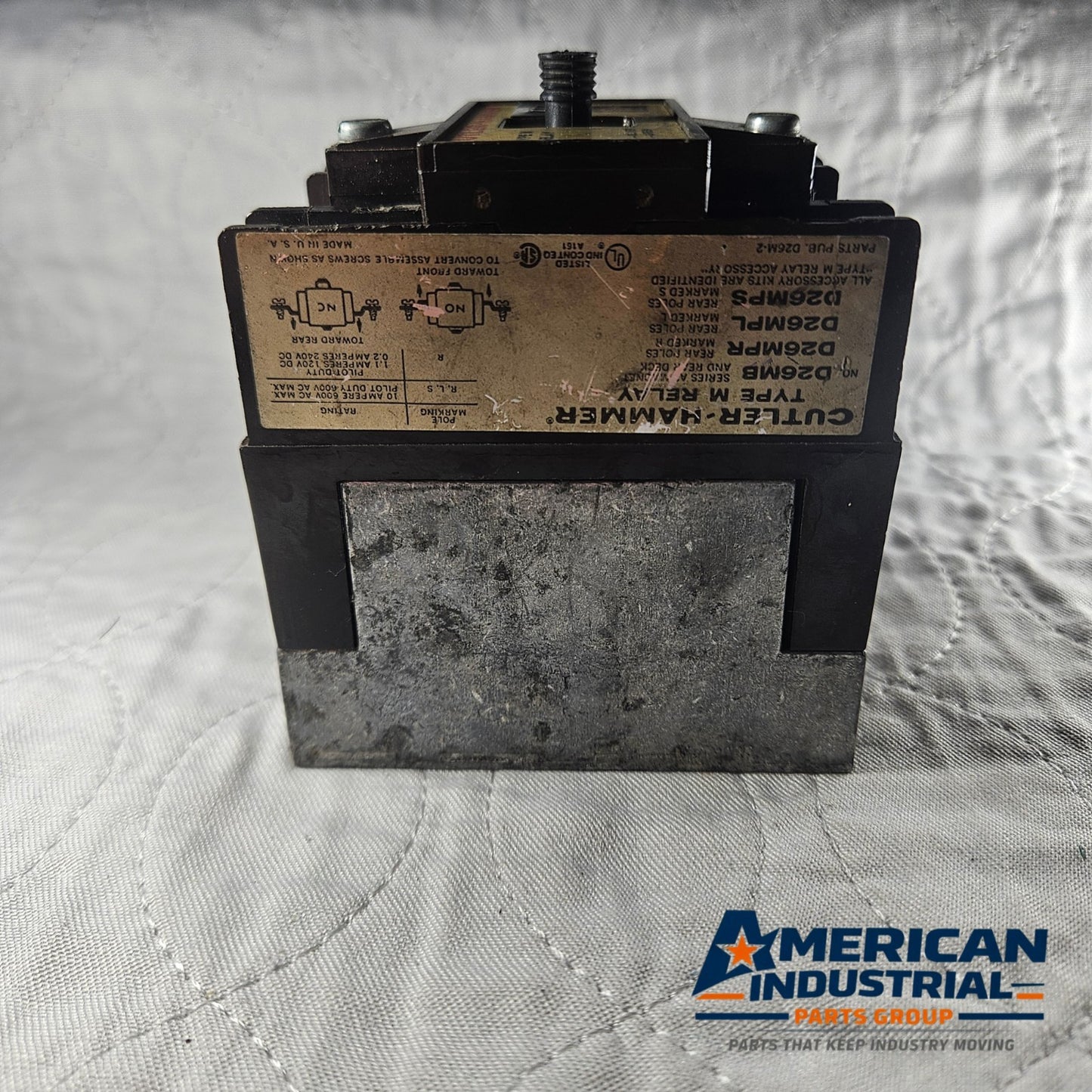 Cutler-Hammer D26MB Type M relay for industrial automation and MRO control panel applications. American Industrial Parts Group.