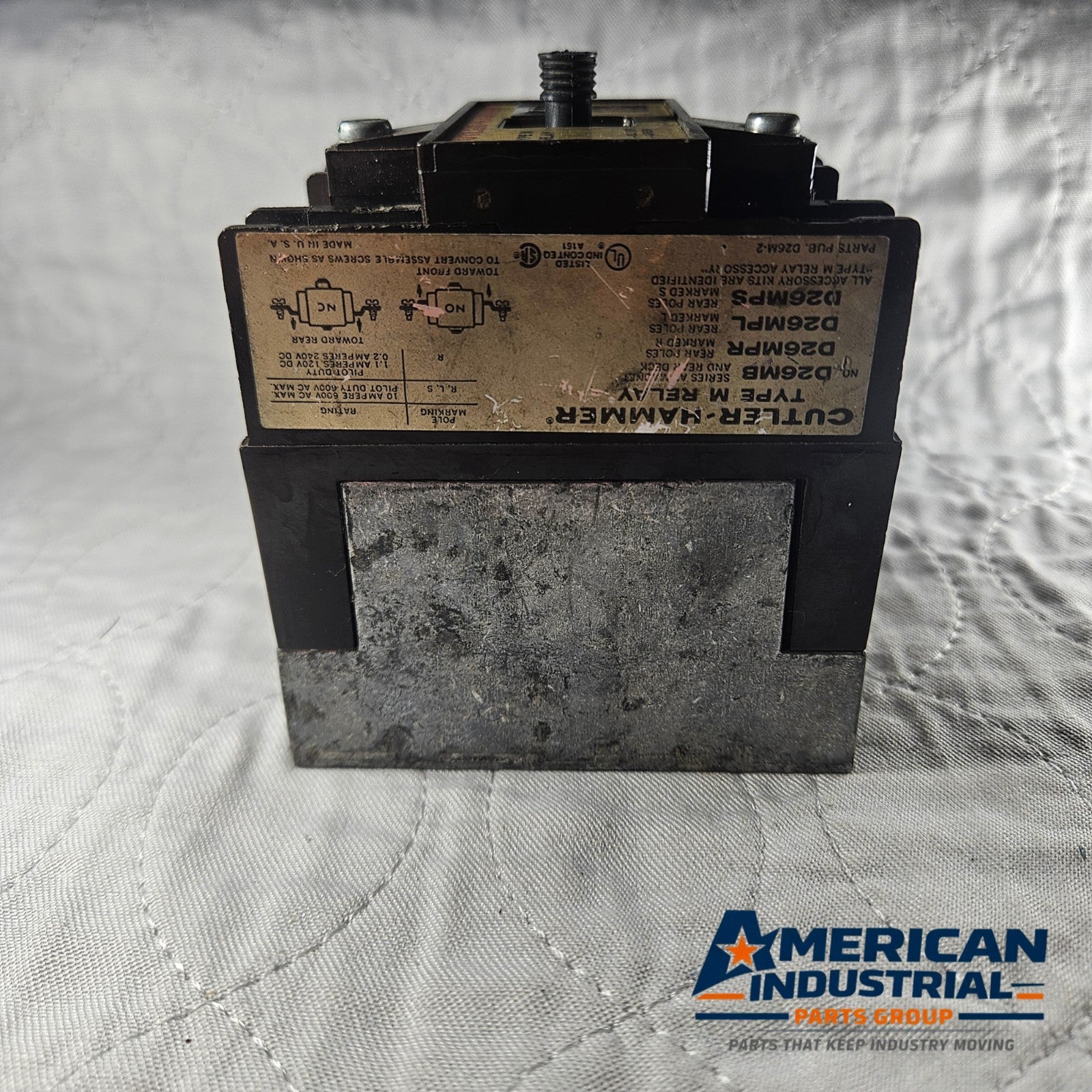 Cutler-Hammer D26MB Type M relay for industrial automation and MRO control panel applications. American Industrial Parts Group.