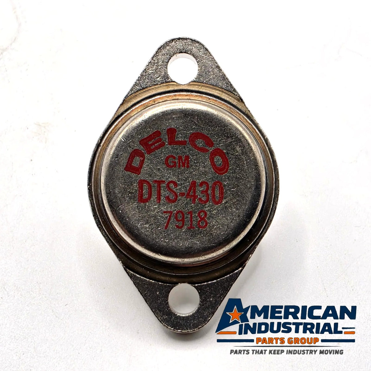Delco GM DTS-430 NPN silicon power transistor TO-3 1979 for vintage automotive and equipment repair from American Industrial Parts Group