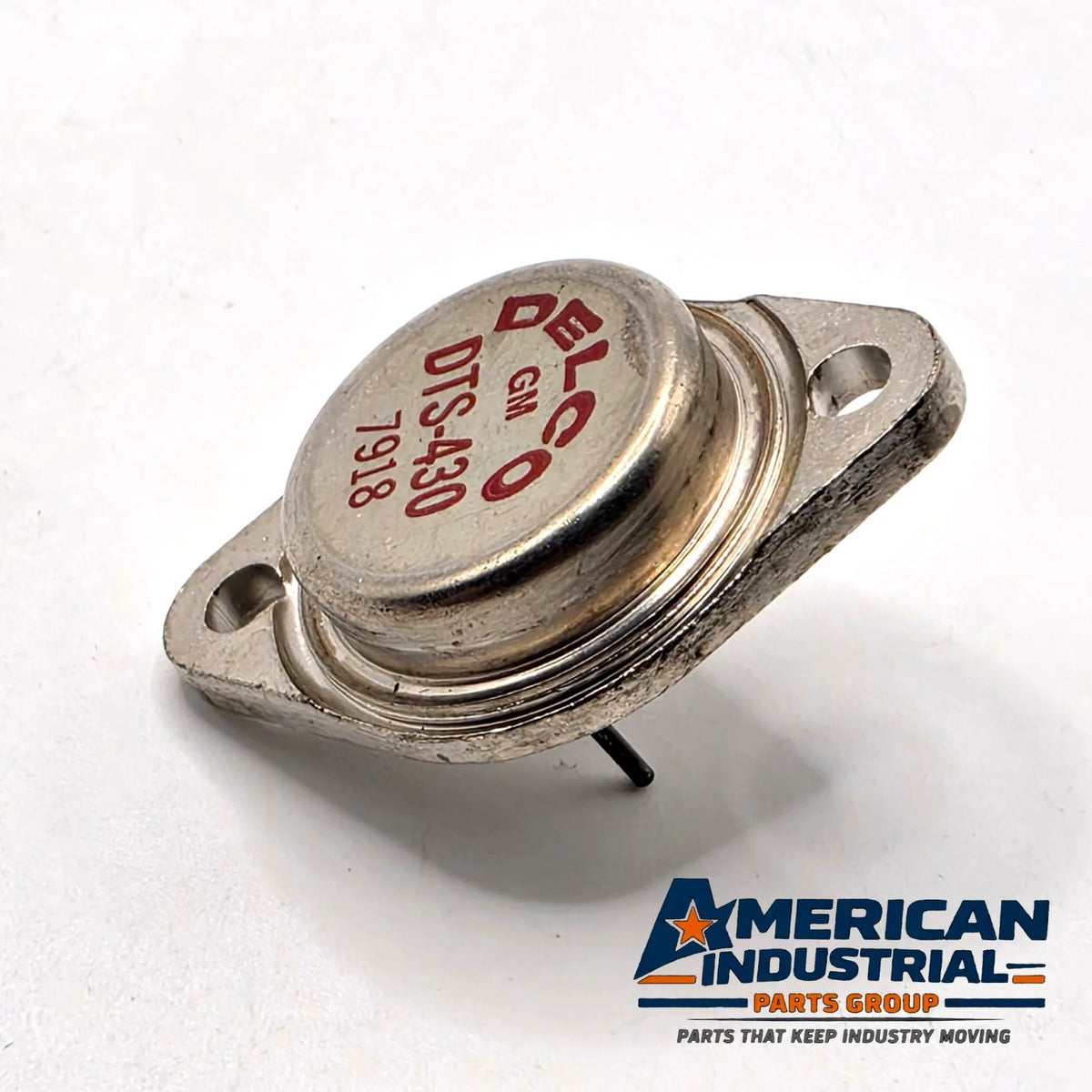Delco GM DTS-430 NPN silicon power transistor TO-3 1979 for vintage automotive and equipment repair from American Industrial Parts Group