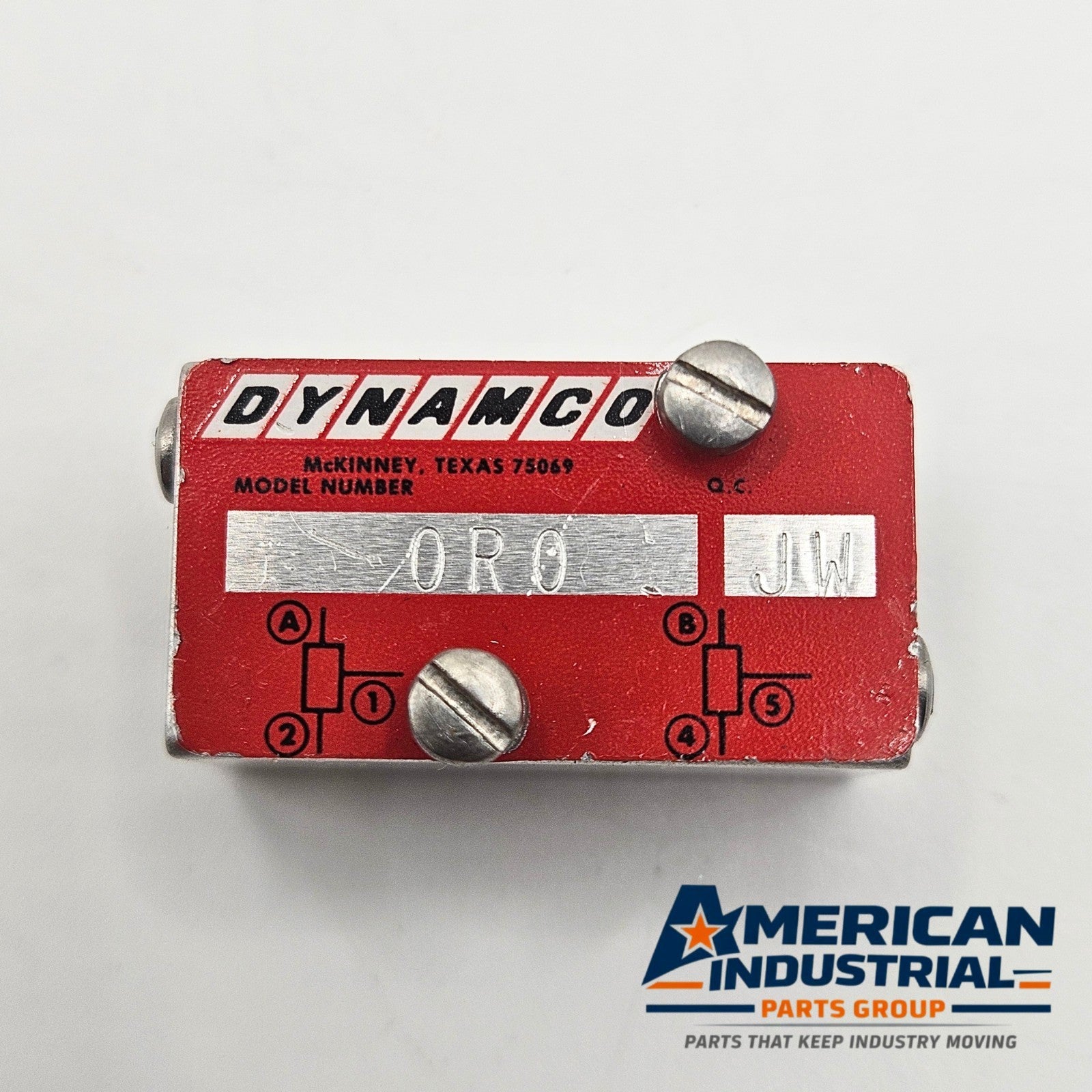 Dynamco 0R0 JW air logic valve for MRO pneumatic applications. American Industrial Parts Group.