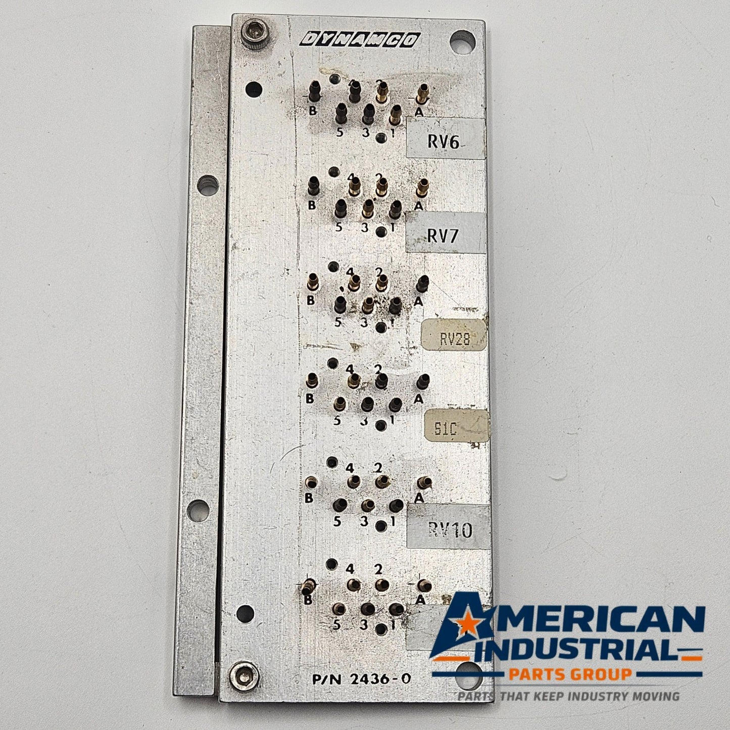 Dynamco 2436-O manifold plate with gasket for industrial pneumatic repair. American Industrial Parts Group.
