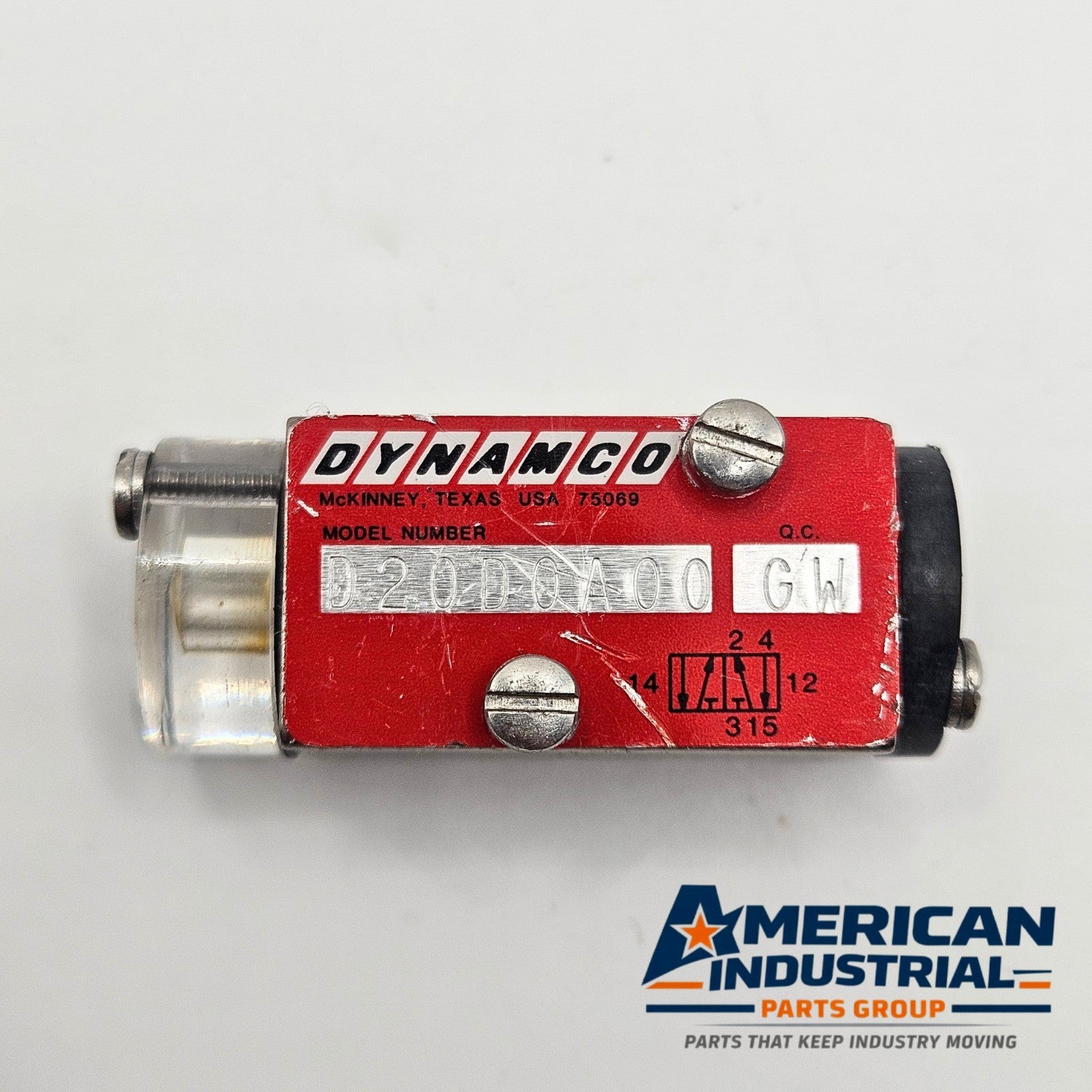 Dynamco D20D0A00 GW pneumatic valve for MRO applications. American Industrial Parts Group.