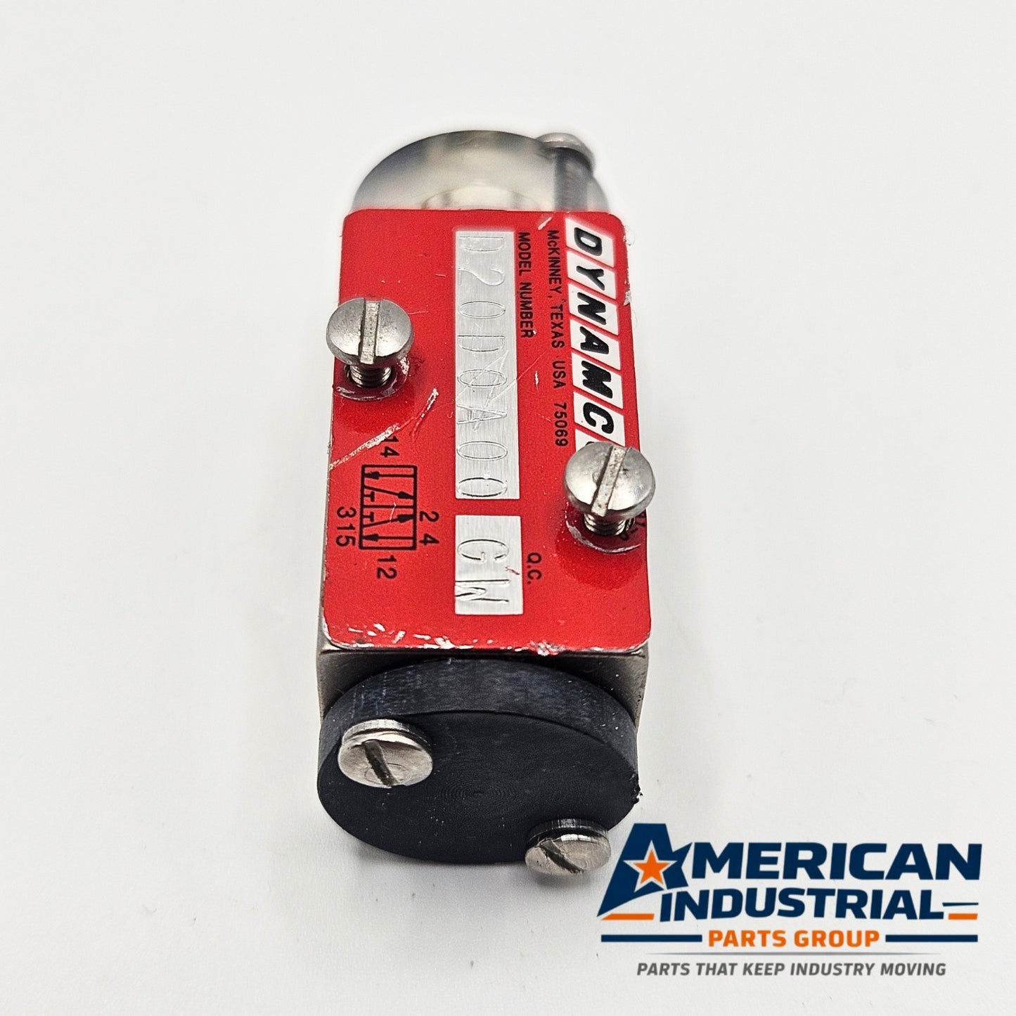 Dynamco D20D0A00 GW solenoid valve for factory automation equipment. American Industrial Parts Group.