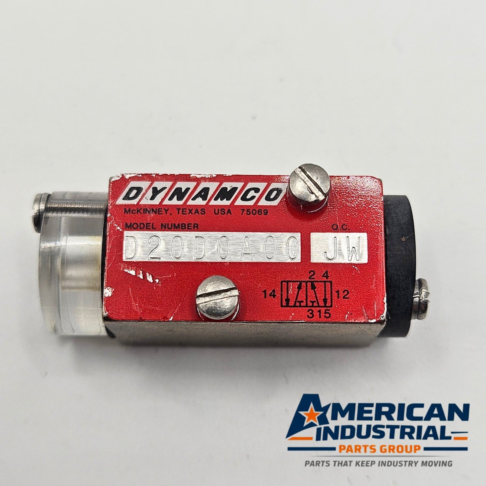 Dynamco D20D0A00 JW pneumatic valve for MRO applications. American Industrial Parts Group.