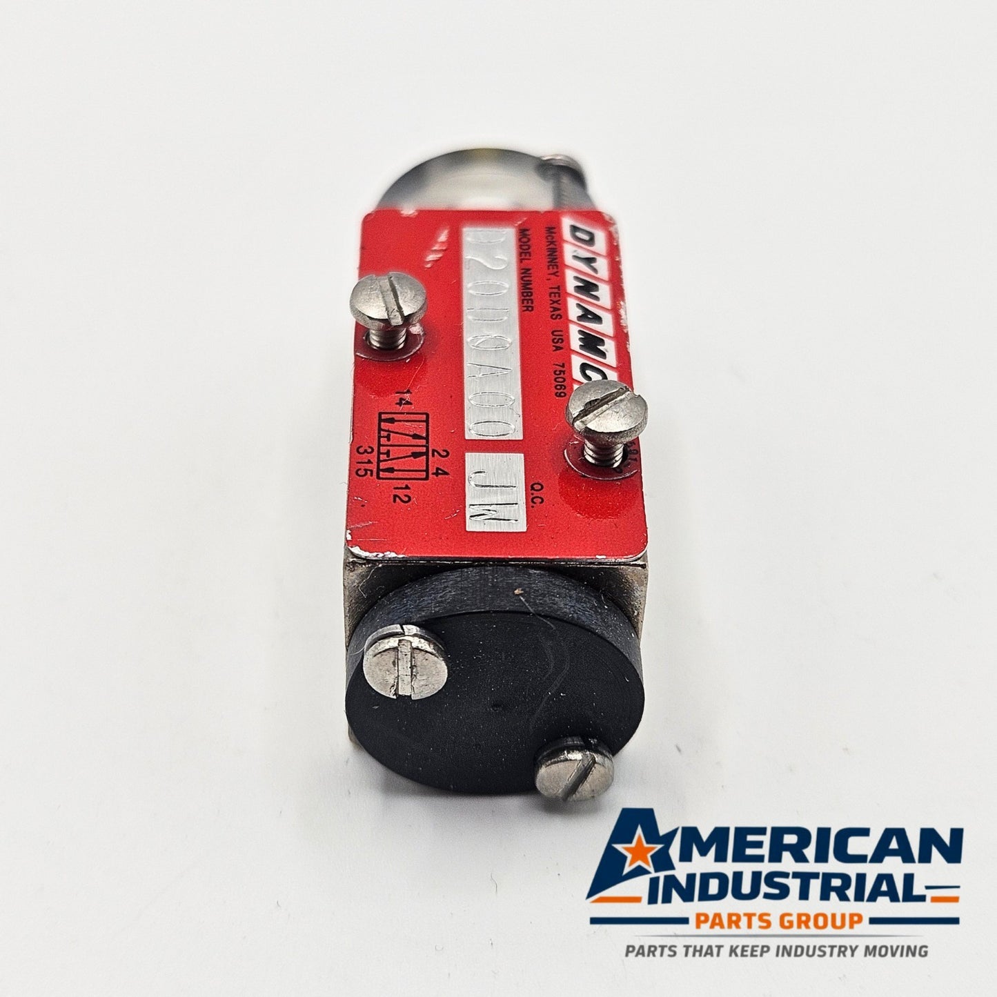 Dynamco D20D0A00 JW solenoid valve used in machine control equipment. American Industrial Parts Group.