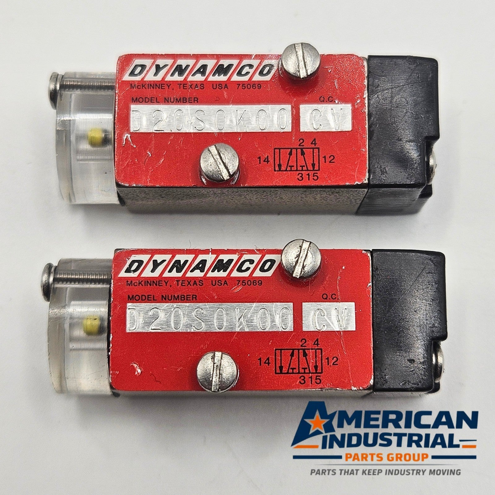 Dynamco D20S0K00 CV solenoid valve for MRO pneumatic applications. American Industrial Parts Group.
