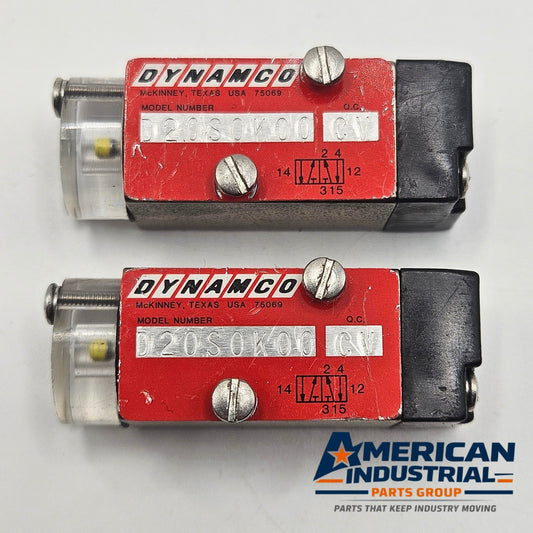 Dynamco D20S0K00 CV solenoid valve for MRO pneumatic applications. American Industrial Parts Group.