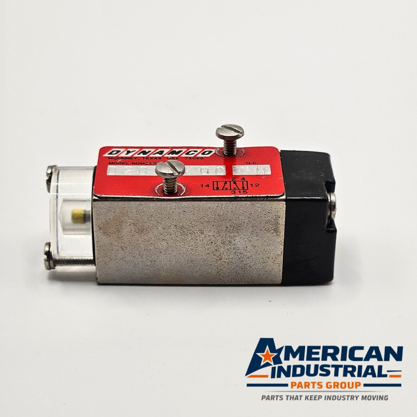 Dynamco D20S0K00 GW pneumatic solenoid valve for industrial automation MRO use. American Industrial Parts Group.