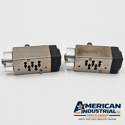 Dynamco D20S0K00 JW pneumatic solenoid valve lot for MRO spare parts. American Industrial Parts Group.