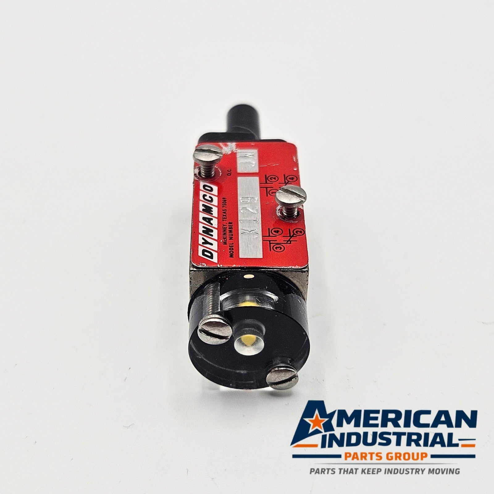 Dynamco X129 JW pneumatic valve used in machine control equipment. American Industrial Parts Group.