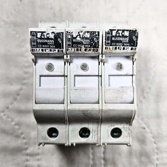 Eaton Bussmann CHCC 3-pole fuse holder 30A 600V Class CC DIN rail for industrial electrical panels and MRO applications