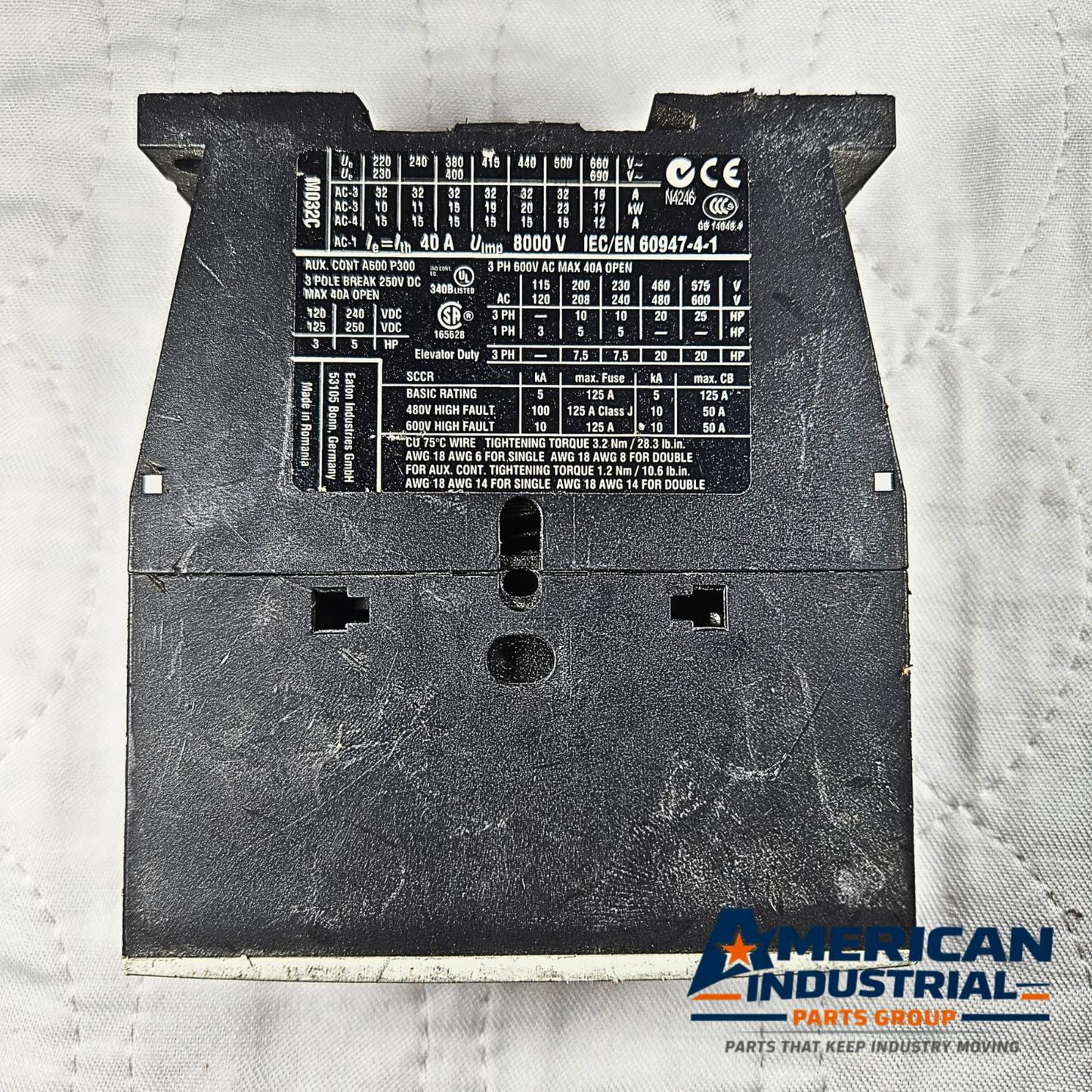Eaton DILM32-10 XTCE032C10 contactor 32A 24V coil 3-pole for motor control and industrial automation systems