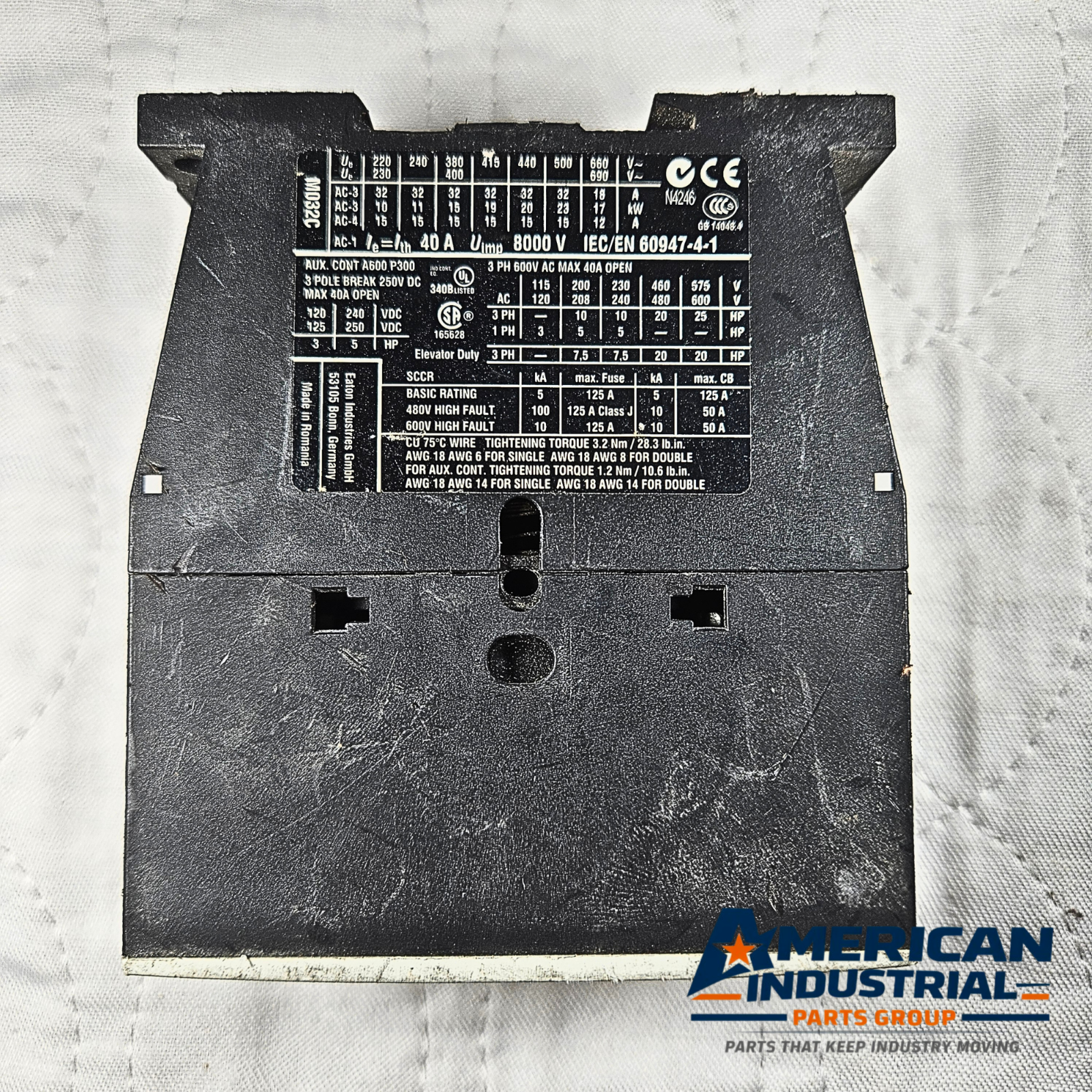 Eaton DILM32-10 XTCE032C10 contactor 32A 24V coil 3-pole for motor control and industrial automation systems