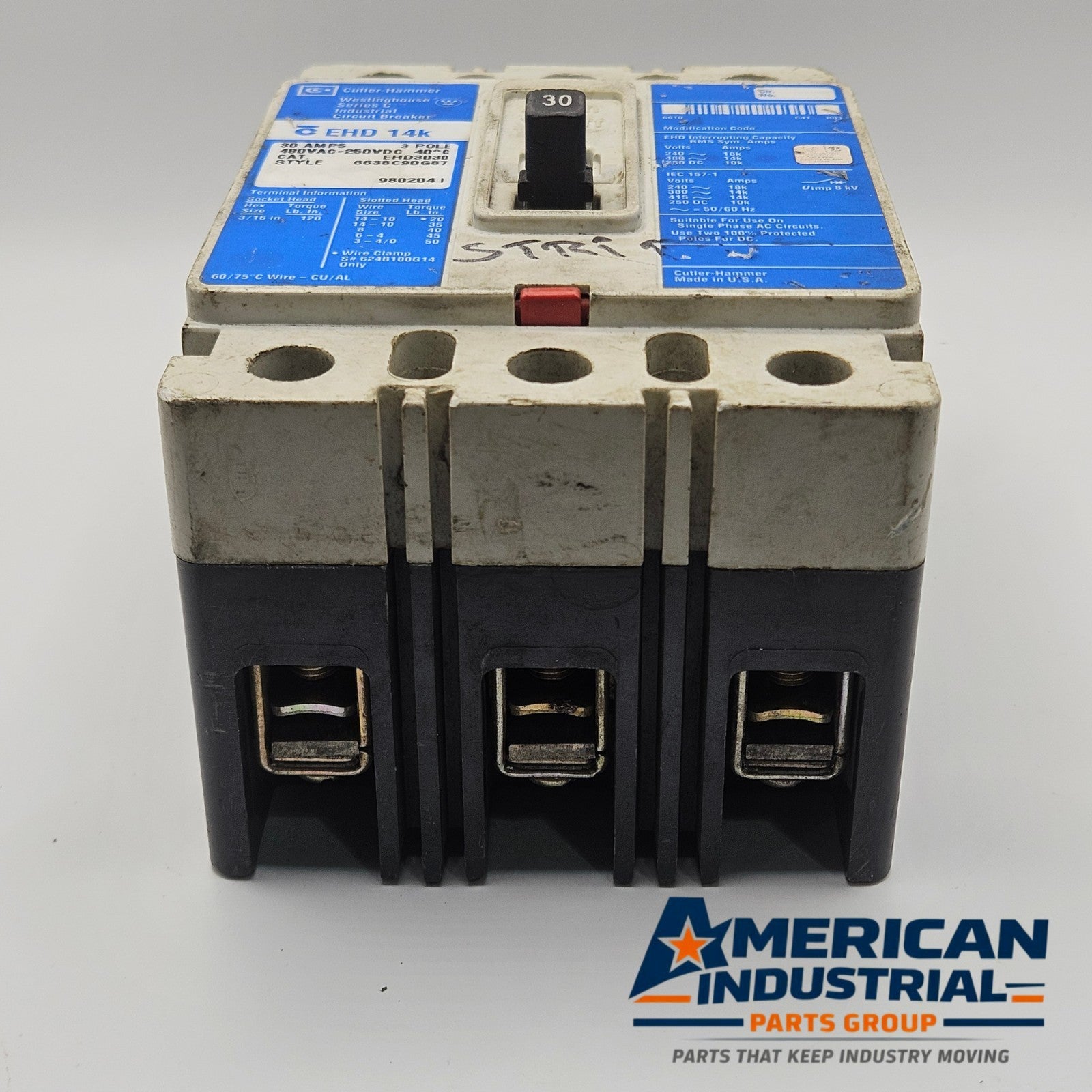 Eaton EHD3030 circuit breaker for industrial automation and MRO applications. American Industrial Parts Group.