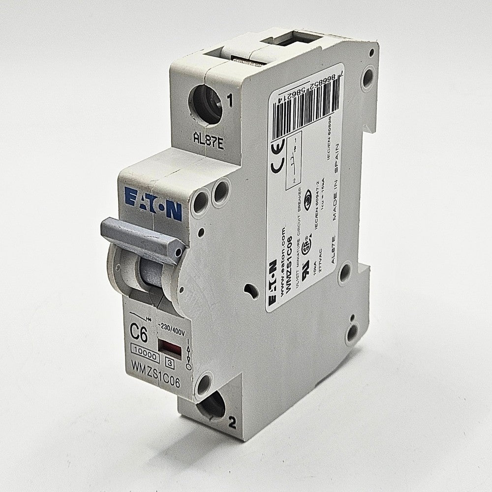 Eaton WMZS1C06 1-pole 6A C-curve miniature circuit breaker 230/400V DIN rail for industrial control panels