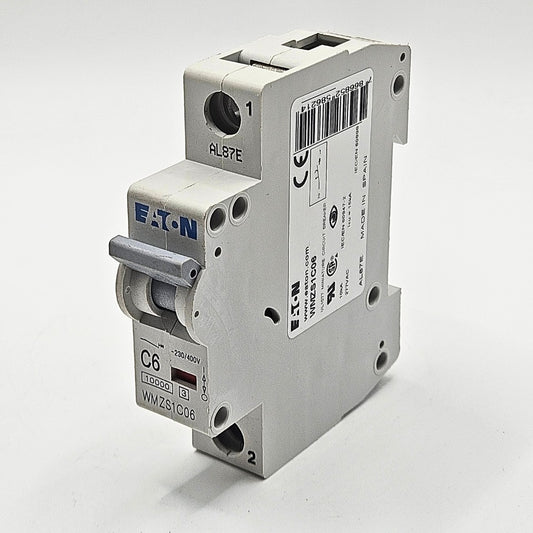 Eaton WMZS1C06 1-pole 6A C-curve miniature circuit breaker 230/400V DIN rail for industrial control panels