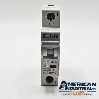 Eaton WMZS1C06 1-pole 6A C-curve miniature circuit breaker 230/400V DIN rail for industrial control panels