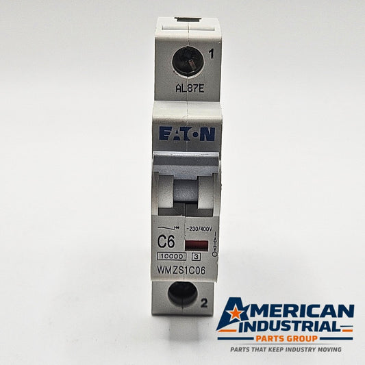 Eaton WMZS1C06 1-pole 6A C-curve miniature circuit breaker 230/400V DIN rail for industrial control panels