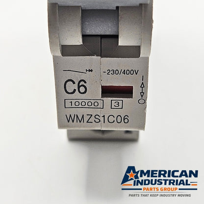 Eaton WMZS1C06 1-pole 6A C-curve miniature circuit breaker 230/400V DIN rail for industrial control panels