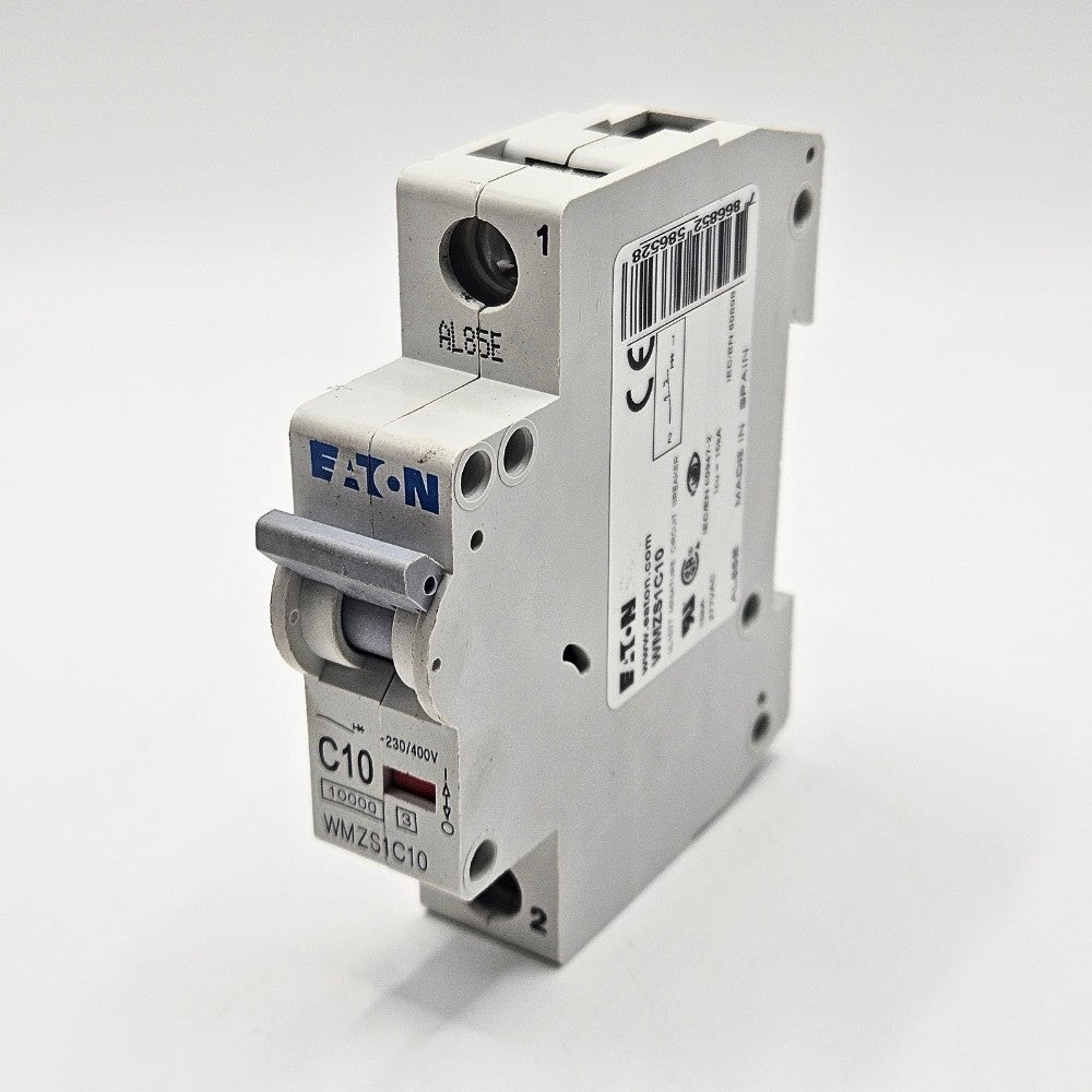 Eaton WMZS1C10 1-pole 10A C-curve UL 1077 miniature circuit breaker 277VAC DIN rail for industrial control panels