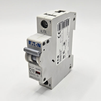 Eaton WMZS1C10 1-pole 10A C-curve UL 1077 miniature circuit breaker 277VAC DIN rail for industrial control panels