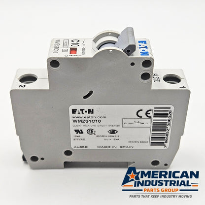 Eaton WMZS1C10 1-pole 10A C-curve UL 1077 miniature circuit breaker 277VAC DIN rail for industrial control panels