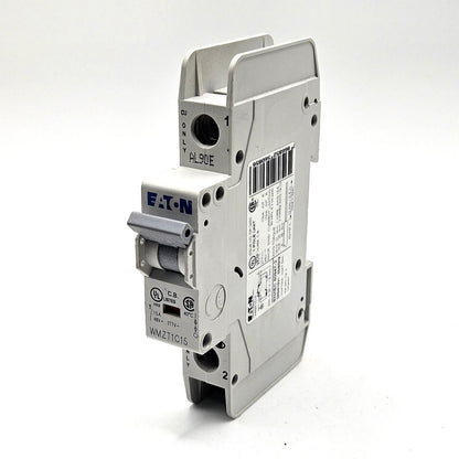 Eaton WMZT1C15 1-pole 15A C-curve UL 489 miniature circuit breaker 277VAC DIN rail for industrial control panels